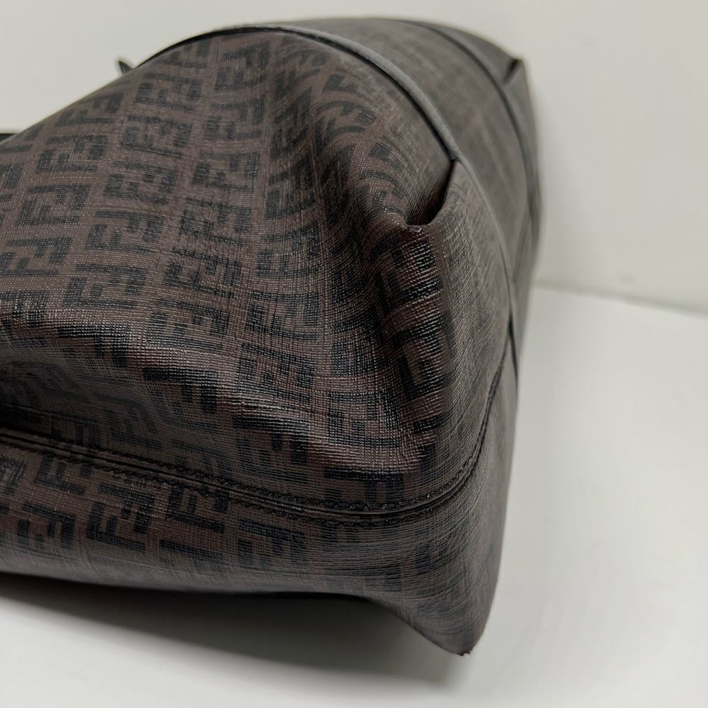 Auth FENDI Zucchino Tote Shoulder Bag Brown Black PVC Leather - Picture 5 of 15